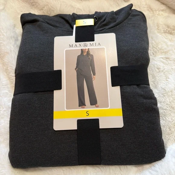 NWT Max & Mia Women's 2 Piece Hoodie Lounge Set Gray (Heather Charcoal) - Picture 4 of 5